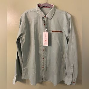 NWT Coofandy Men's Button Up Dress Shirt Size L Mint Green Color